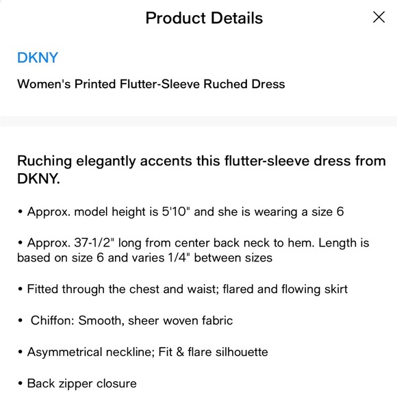 DKNY Scattered Print Asymmetrical Neck Flutter Shortsleeve Ruched Bodice Dress 6 - Picture 10 of 11